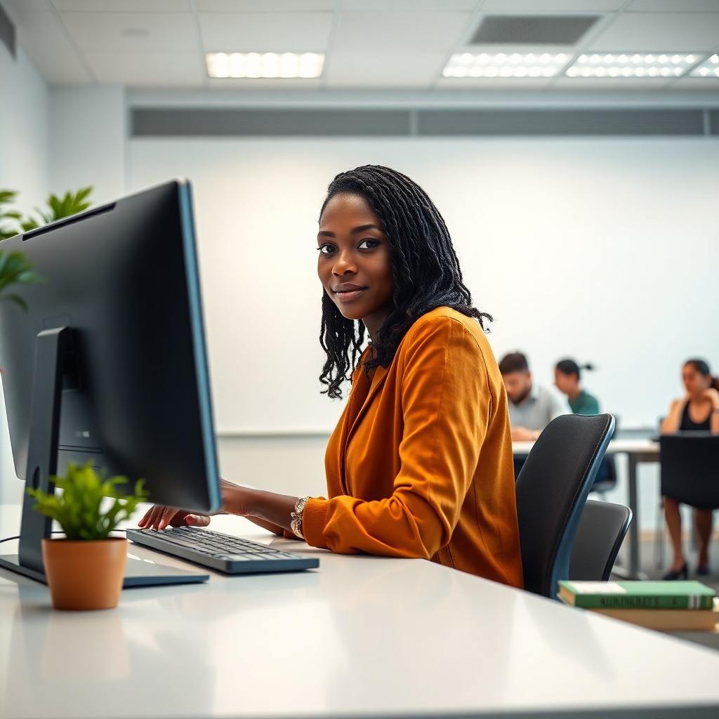 woman and students engaged in cybersecurity training